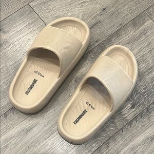 Beige Slide Sandals